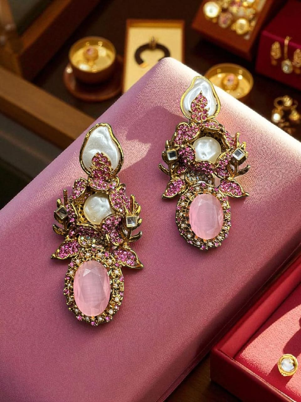 Turkish bold pink earrings