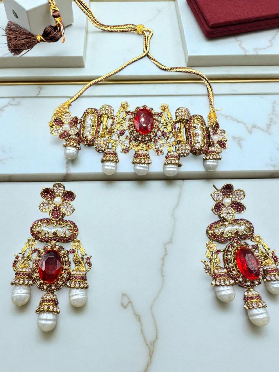 Turkish bold red choker set