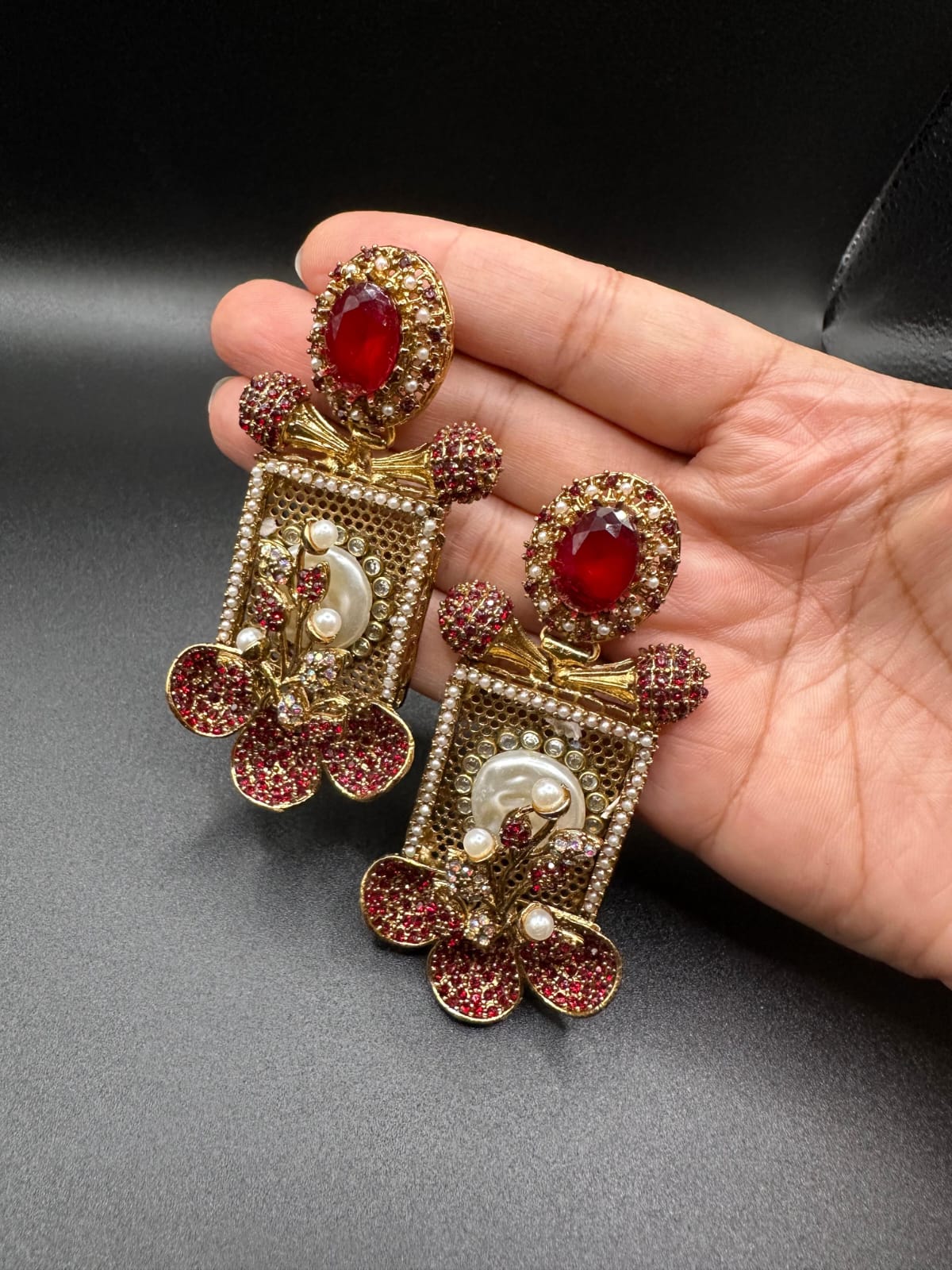 Turkish graceful ruby earrings