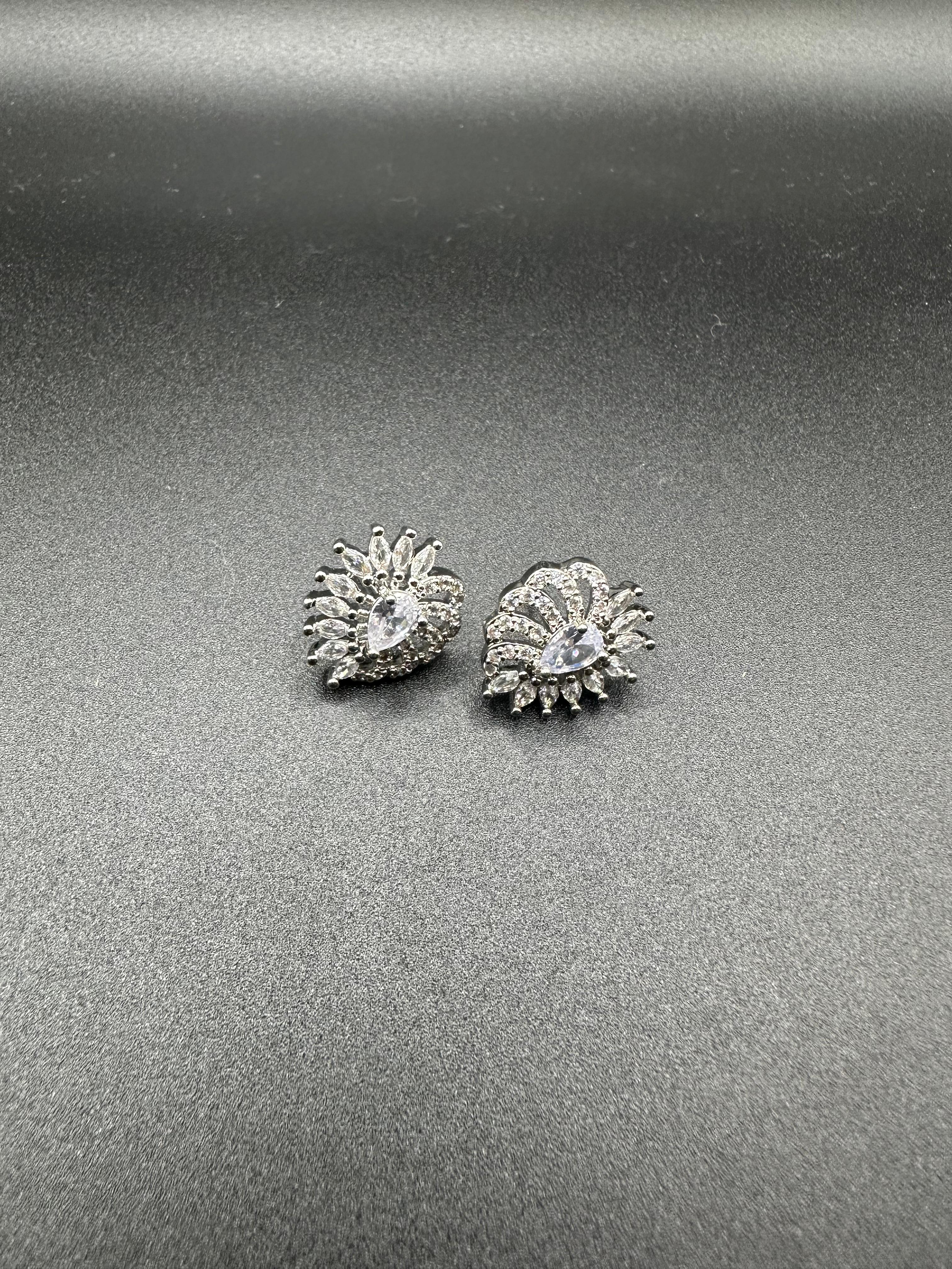Silver zircon studs