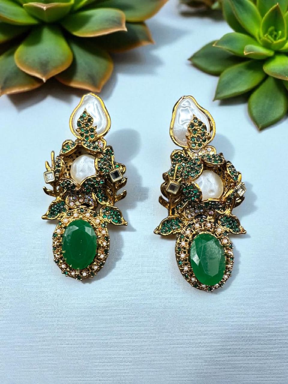 Turkish bold green earrings
