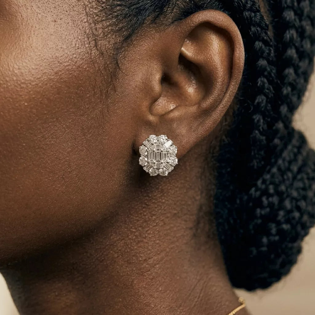 Elegant silver zircon studs